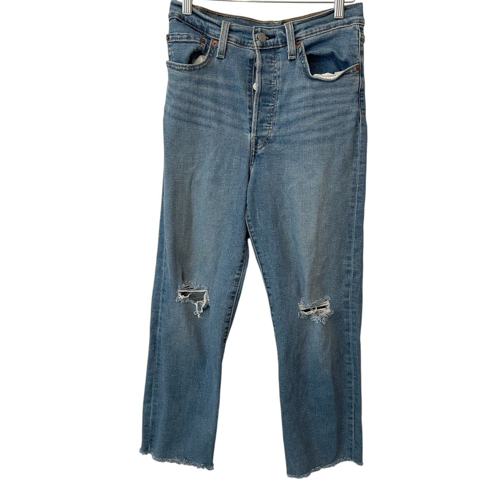 Levi's Ribcage Straight Ankle Jeans Womens 27x27 Distressed Raw Hem